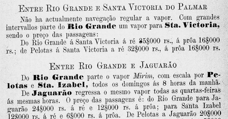 Professor Torres - História e Historiografia do RS: VIAGENS À VAPOR EM 1885